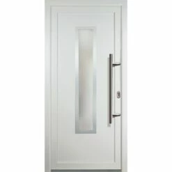 MEETH Portes D'entrée Aluminium Modèle 32, Intérieur: Blanc, Extérieur: Blanc Largeur: 88cm, Hauteur: 200cm, Sens D'ouverture: Tirant Droit