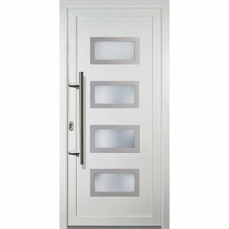 MEETH Portes D'entrée Aluminium Modèle 92, Intérieur: Blanc, Extérieur: Blanc Largeur: 88cm, Hauteur: 200cm, Sens D'ouverture: Tirant Gauche 1 MEETH Portes D'entrée Aluminium Modèle 92, Intérieur: Blanc, Extérieur: Blanc Largeur: 88cm, Hauteur: 200cm, Sens D'ouverture: Tirant Gauche