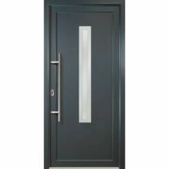 MEETH Portes D'entrée Aluminium Modèle 70, Intérieur: Titan, Extérieur: Titan Largeur: 98cm, Hauteur: 208cm, Sens D'ouverture: Tirant Gauche