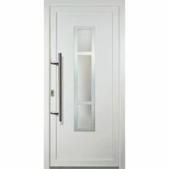 MEETH Portes D'entrée Classique Modèle 87, Intérieur: Blanc, Extérieur: Blanc Largeur: 88cm, Hauteur: 200cm, Sens D'ouverture: Tirant Gauche