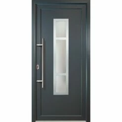 MEETH Portes D'entrée Classique Modèle 87, Intérieur: Blanc, Extérieur: Titan Largeur: 88cm, Hauteur: 200cm, Sens D'ouverture: Tirant Gauche