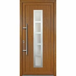 MEETH Portes D'entrée Exklusiv Modèle 51, Intérieur: Blanc, Extérieur: Golden Oak Largeur: 88cm, Hauteur: 200cm, Sens D'ouverture: Tirant Gauche