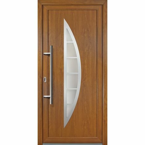 MEETH Portes D'entrée Exklusiv Modèle 28, Intérieur: Blanc, Extérieur: Golden Oak Largeur: 88cm, Hauteur: 200cm, Sens D'ouverture: Tirant Gauche 1 MEETH Portes D'entrée Exklusiv Modèle 28, Intérieur: Blanc, Extérieur: Golden Oak Largeur: 88cm, Hauteur: 200cm, Sens D'ouverture: Tirant Gauche