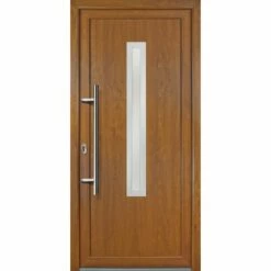 MEETH Portes D'entrée Exklusiv Modèle 70, Intérieur: Blanc, Extérieur: Golden Oak Largeur: 88cm, Hauteur: 200cm, Sens D'ouverture: Tirant Gauche