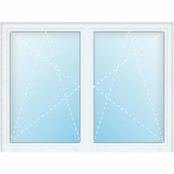 MEETH FENÊTRE PVC, Triple Vitrage - L'économie D'énergie Uw 0,86 - Blanc/blanc, 2 Vantaux á Meneau, Largeur 100 Cm, Hauteur 100 Cm